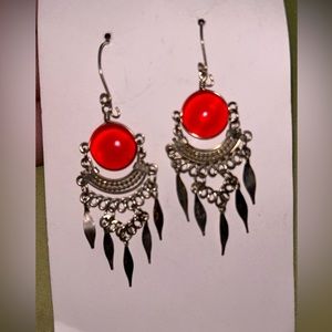 Red pearl handmade earrings